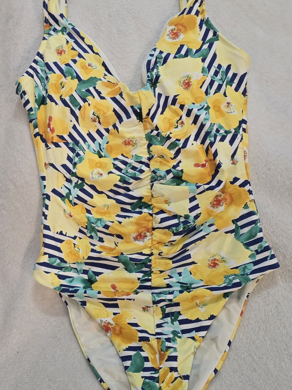 Skye Swimwear Yellow Floral Stripe One-Piece Swimsuit